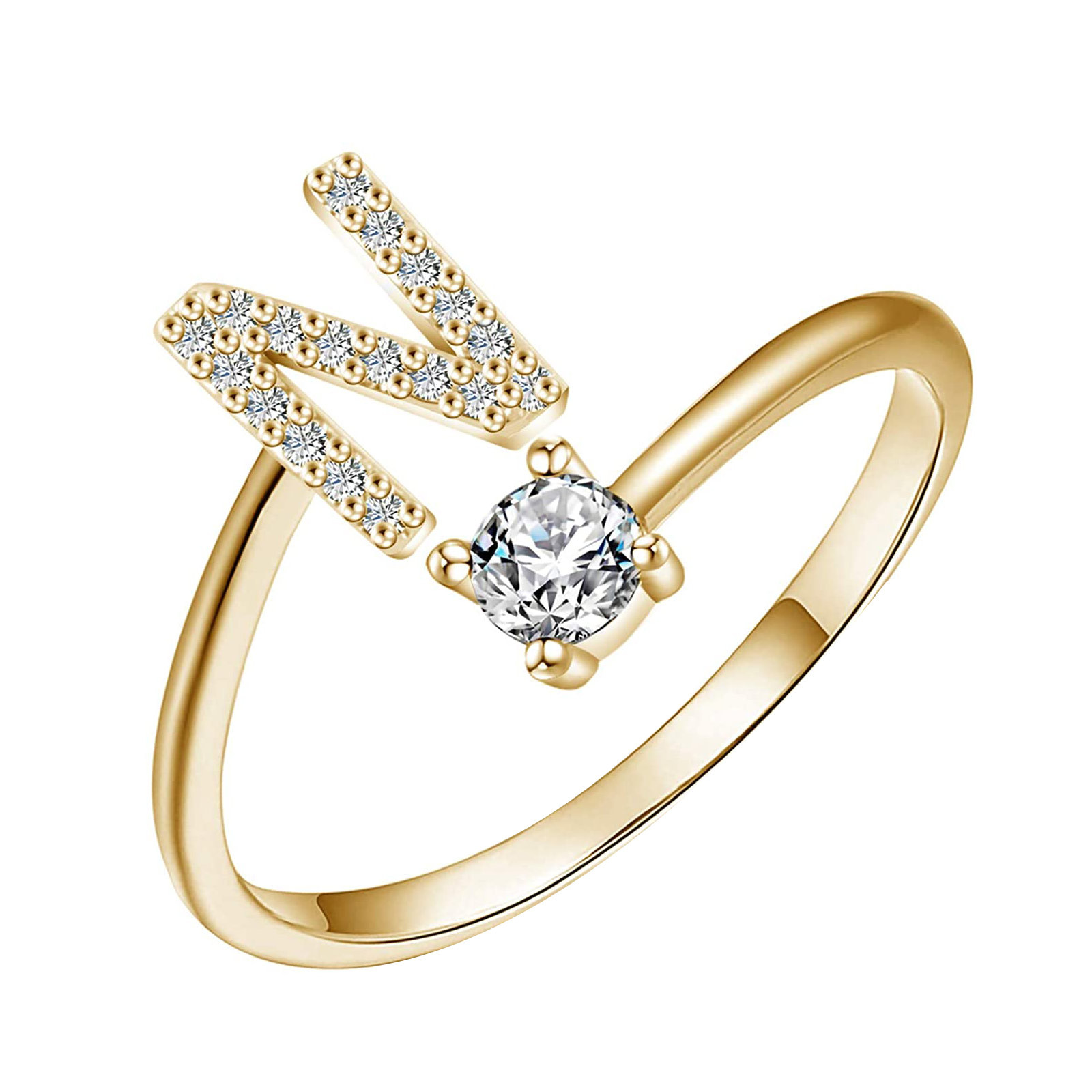Fridja Bold Initial Letter Open Ring,18K Gold Plated
